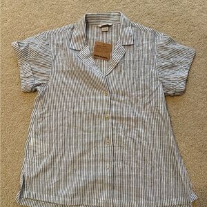 Eddie Bauer White and Gray Striped Shirt